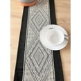thumbnail image 4 of Fennco Styles Diamond Weave Fringe Cotton Blend Table Runner 14" W x 104" L - Black Geometric Rectangular Table Cover for Boho Décor, Dining Table, Banquets, Family Gatherings, 4 of 7