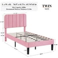 thumbnail image 3 of Taomika, Twin Size Upholstered Platform Bed Frame with Adjustable Headboard-Pink, 3 of 10