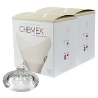 Chemex Glass Coffee Maker Cover and 200 Count Oxygen Cleansed Bonded Square Coffee Filters