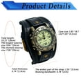 thumbnail image 5 of Avaner Vintage Leather Watches for Men Retro Punk Cuff Watch Wide Band Quartz Watches for Halloween, 5 of 8