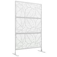 thumbnail image 1 of Outsunny Écran d'Intimité en Métal avec Vis d'Expansion, Séparateur Extérieur, Feuille, 1 of 10