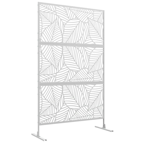 Outsunny Metal Privacy Screen W/ Expansion Screws Outdoor Divider, Leaf