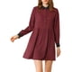 thumbnail image 2 of INSPIRE CHIC Camisa vestido de manga larga de cuadros con cuello de punta L Vino, 2 of 7