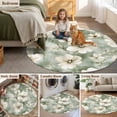 thumbnail image 6 of Round Area Rug 4ft, Spring Garden Blossom White Floral Non-Shedding Washable Area Rug, Watercolor Flower Leaves Non Slip Low-Profile Circle Rugs for Living Room, Bedroom Dining Room, 6 of 9