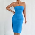 thumbnail image 6 of Lmueinov Women's Textured Strapless Tube Top Midi Dress, Slim Fit Bodycon Dress with Side Slit for Party and Daily Wear XS-L, 6 of 6