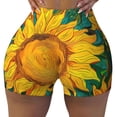 thumbnail image 2 of Sikiie Vibrant Sunflower Painting Workout Shorts Women Scrunch Butt Gym Shorts Seamless High Waist Tummy Control Yoga Biker Athletic Shorts-X-Large, 2 of 8