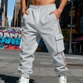 thumbnail image 2 of Men’s Athletic Cargo Sweatpants with Drawstring Waist Large Side Pockets Jogger Fit Striped Leg Casual Sportswear Pants, 2 of 5