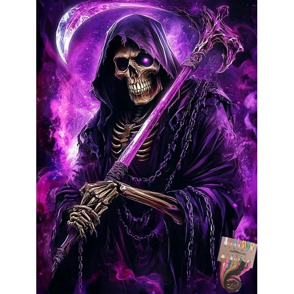 Grim Reaper Preprinted 11CT Cross Stitch Kits for Beginners & Adults - Easy Needlepoint Patterns for Home Decor & Crafting 1 2