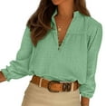 thumbnail image 6 of ClodeEU Womens V Neck Long Sleeve Tops ,2025 Fall Casual Loose Puff Sleeve Blouse, Boho Work Blouse T Shirts Green,Womens Plus M, 6 of 8