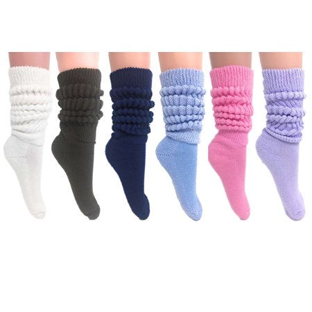 

Heavy Slouch Socks for Women 6 Pairs Size 9-11 (White-Brown-Navy-Light Blue-Pink-Lilac)