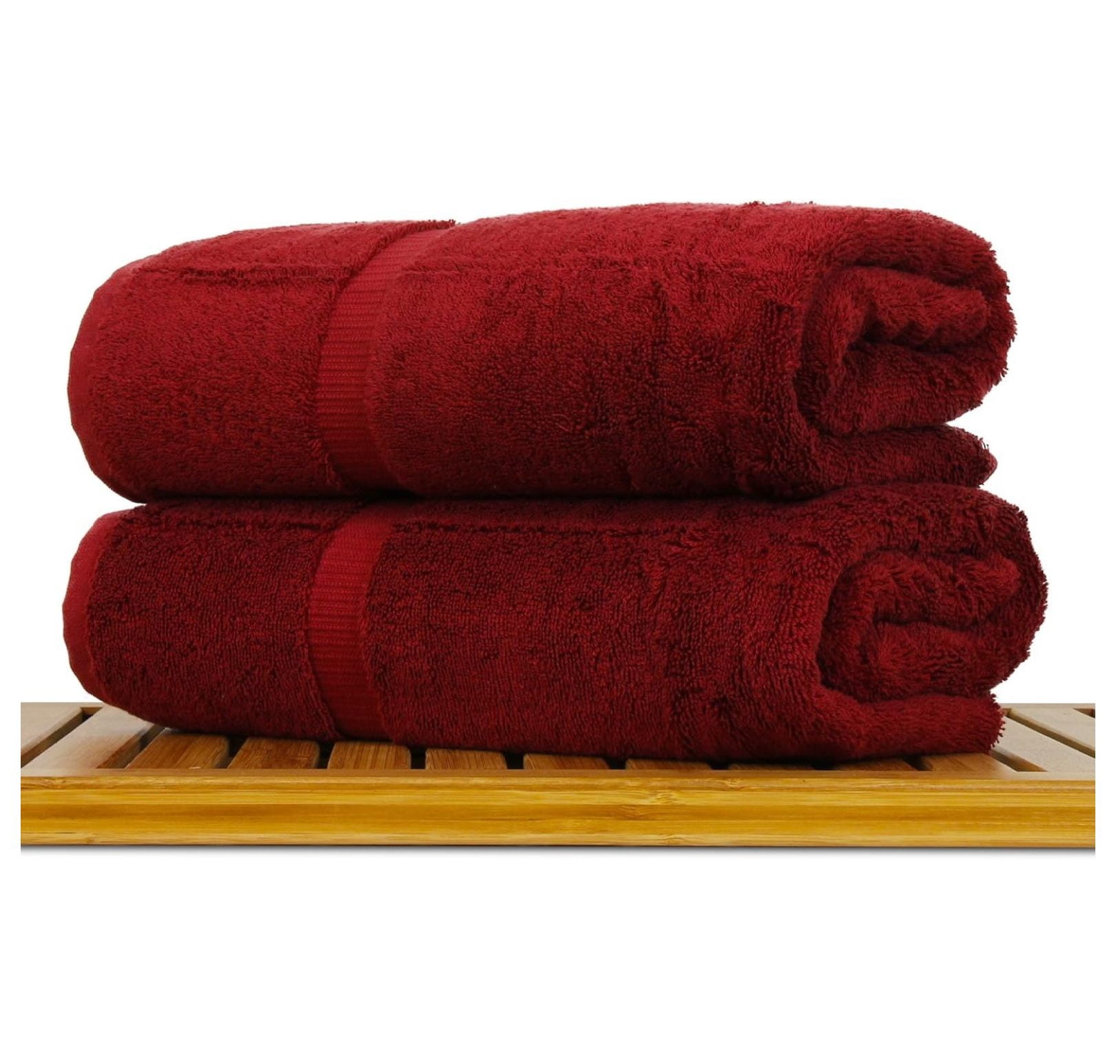 Luxury Hotel & Spa Ultra Soft Bath Towels 100% Turkish Cotton - Cranberry - Set of 2
