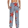 thumbnail image 3 of Junzan Men'S Pajama Pants Starfish Navy Blue Stripe Sleepwear Pants Pj Bottoms Drawstring And Pockets, 3 of 9