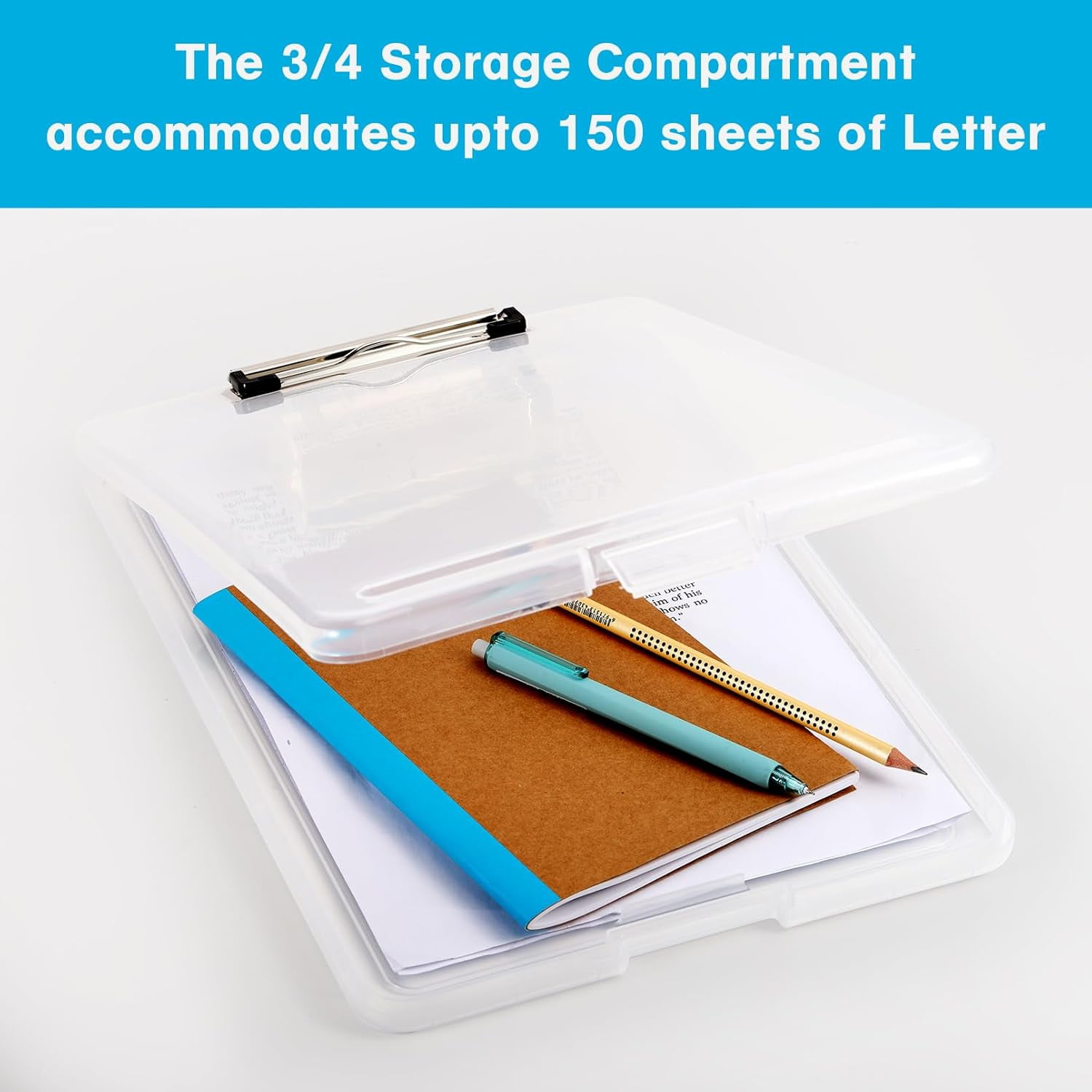 6Pcs High Capacity Nursing Clipboard with Storage, Heavy Duty Plastic, Low Profile Clip for Office School Nurse, 9.4 x 13.4 x 0.9 in (Clear, A4)