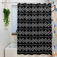 thumbnail image 6 of Black Checkered Shower Curtain, Abstract White Geometric Argyle Stripe Modern Waterproof Shower Curtain Set with 12 Hooks Lightweight Bath Curtains Fabric Bathroom Decor 36x72 Inches, 6 of 9