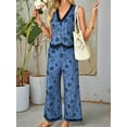 thumbnail image 3 of Womens Two Piece Sets Summer Vacation Outfits Button Down Resort Wear 2025 Long Matching Sets Denim Blue XL, 3 of 8