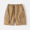 thumbnail image 3 of Huowey Boys Cargo Shorts Solid Color Elastic Waist Cartoon Animal Embroidery Multi Pockets Wide Leg Summer Shorts Casual Lightweight Breathable Baggy Fashionable Trunks Dailywear,Khaki,2-3 Years, 3 of 8