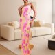 thumbnail image 4 of Vestido Vestido largo de cóctel para mujer, vestido largo estampado con hombros descubiertos, ajustado, ceñido al cuerpo, sin espalda, a la moda, liso, Simple, Vestidos de noche Cgtredaw Rosa T S para Mujer, 4 of 6