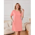thumbnail image 4 of Ekouaer Nightgowns for Women Cotton Sleep Shirts Tshirt Nightshirt Casual Sleepdress Sleepwear with Pockets, 4 of 6
