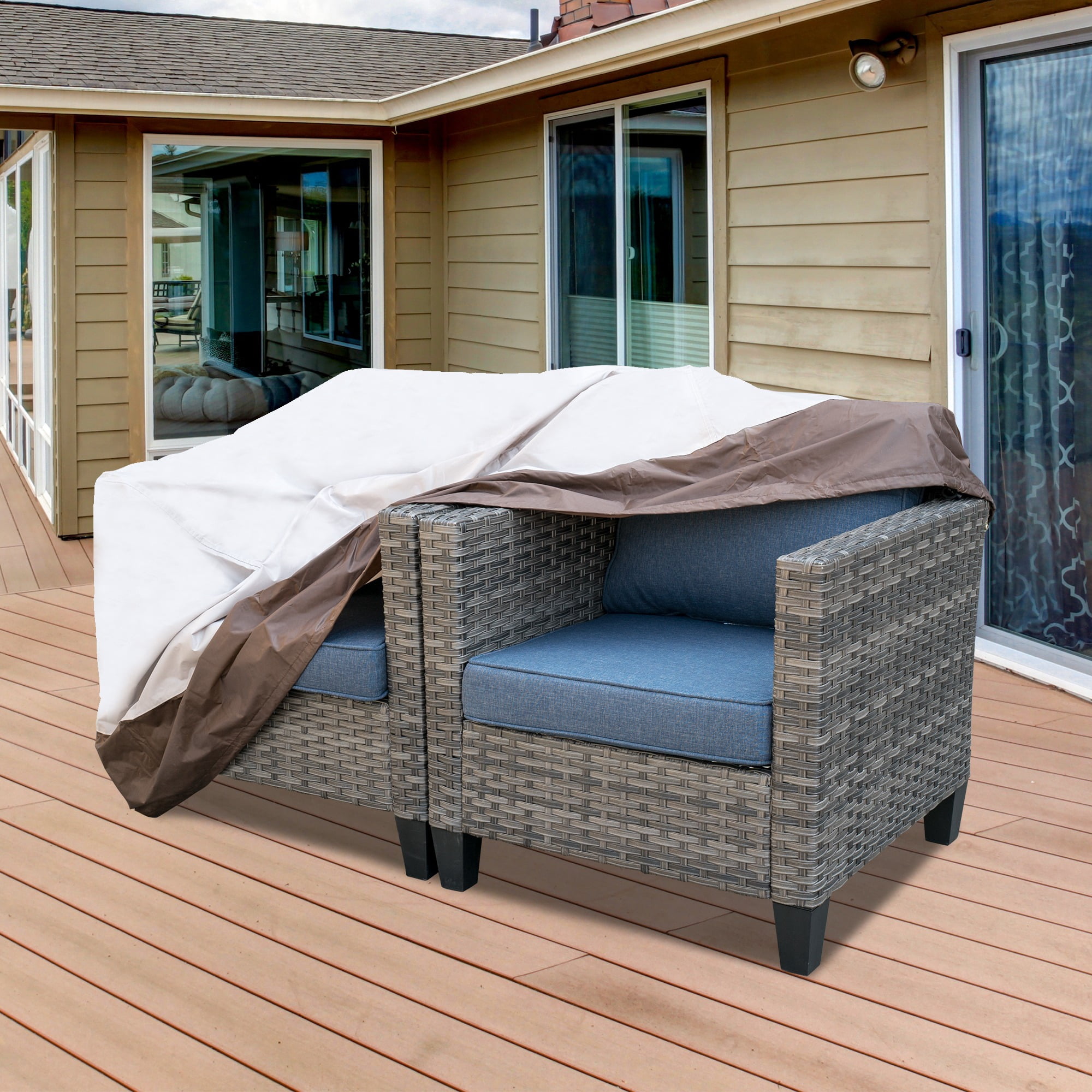 OVIOS Patio Furniture Covers Waterproof Rectangular Outdoor Furniture Cover Weatherproof Heavy Duty 210D Polyester Cover for Patio Table and Chair Set 58x31x29 inches
