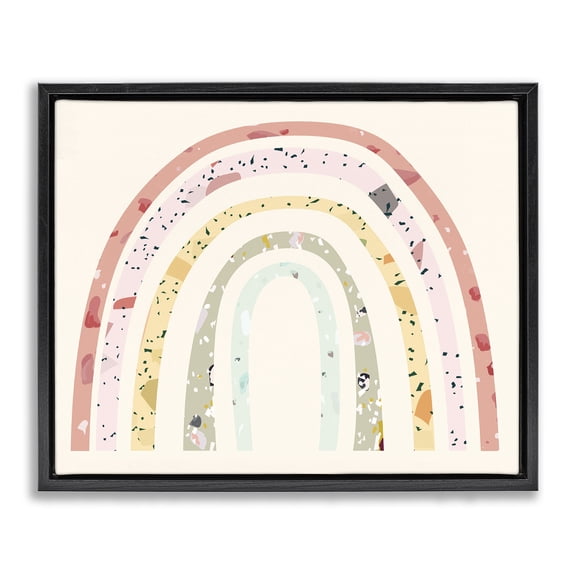Stupell Industries Children's Abstract Pattern Rainbow Landscape Painting Black Floater Framed Canvas Art Print Wall Art, 21 x 17