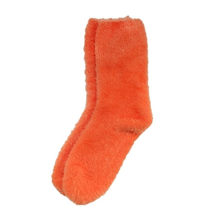 

Women s Fuzzy Soft Colored Cozy Plush Warm Fluffy Socks - Bright Orange - 4 Pairs