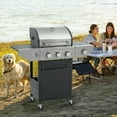thumbnail image 4 of Barara King BBQ Grill with Side Burner and 37,000 BTU, Outdoor Camping Grill with 3 Burner for Outdoor Cooking, Patio, Black and Silver, 4 of 8