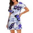 thumbnail image 1 of Balery Butterflies Camisón de manga corta con cuello redondo para mujer, cómodo y elegante., 1 of 6