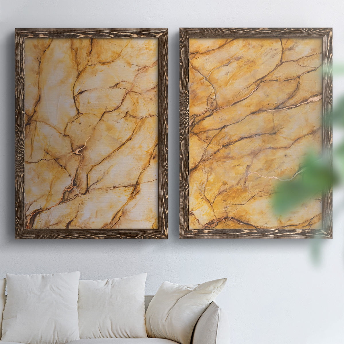Yellow Marble I - Premium Framed Canvas 2 Piece Set - Ready to Hang