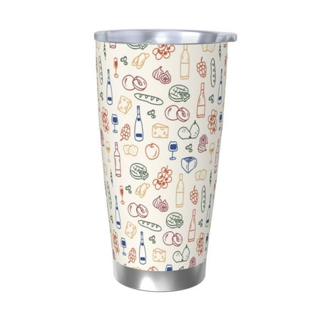 

Lukts Doodle Wine for 20OZ Car Cup Stainless Steel Direct Drinking Straw Thermos Cup Suitable for Office Travel and Car-Without Straw