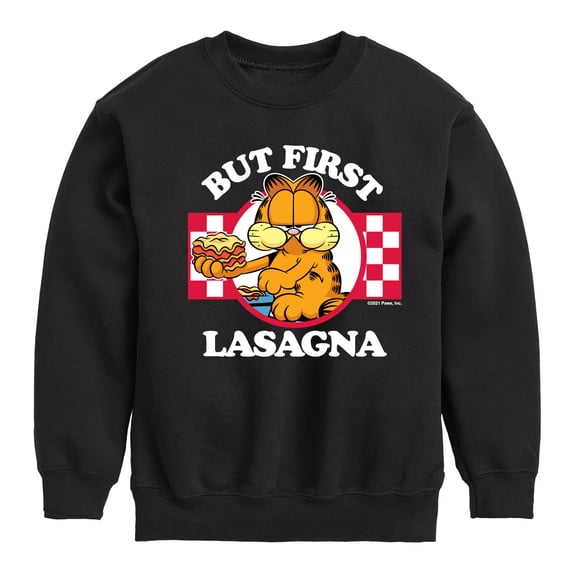 Garfield - But First, Lasagna - Toddler And Youth Crewneck Fleece Sweatshirt