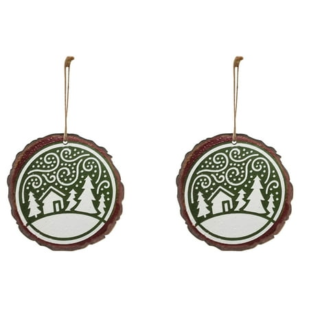

Christmas Decorations Clearance RUZIYOOG Lovely Christmas Round Wooden Hanging Night Scenery Printed Pendant B