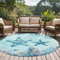 thumbnail image 4 of Coastal Starfish Blue Round Area Rug 7Ft Washable Circle Rugs for Dorm Laundry Room, Summer Beach Nautical Coral Non-Slip Carpet Floor Mats Indoor Outdoor Carpet Runner Aesthetic Home Decor, 4 of 8