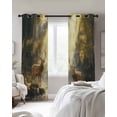 thumbnail image 3 of Golden Forest Deer Blackout Curtains, Light Blocking Print Window Curtains, Fantasy Vintage Nature Scenery Thermal Insulated Window Drapes for Living Room Kitchen Cafe 2 Panels, 55"W x 39"L, 3 of 9