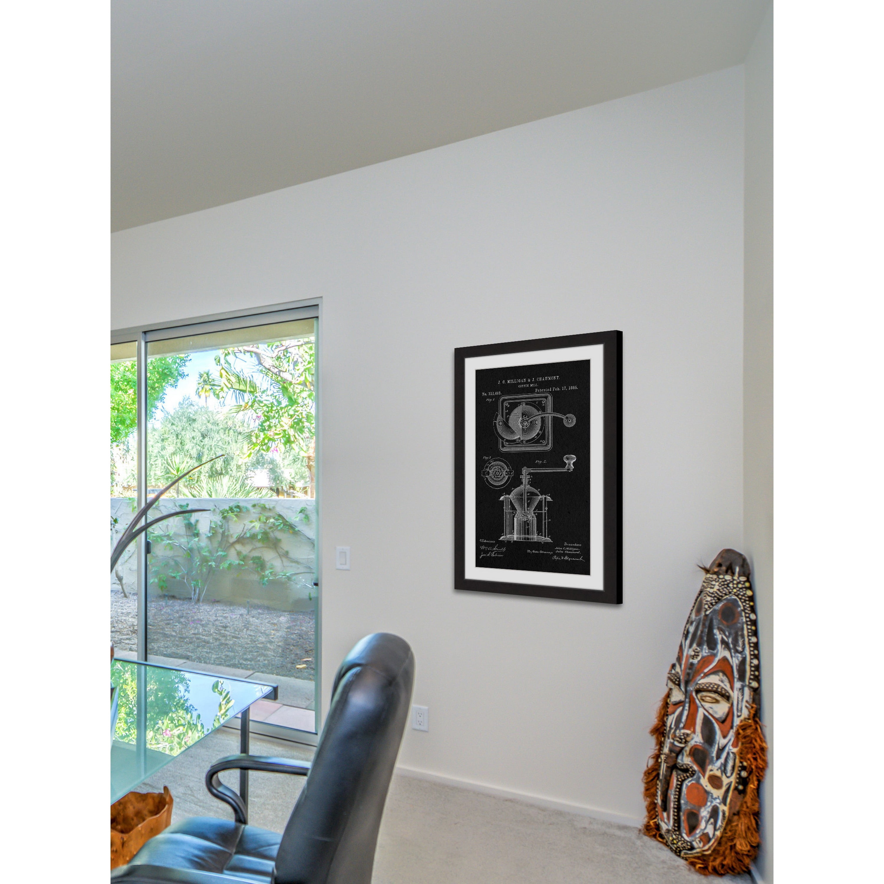 "Coffee Mill 1885 Black Paper" Framed Painting Art Print, 20" x 1.5"