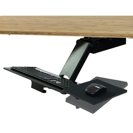 KT2 Ergonomic Under-Desk Keyboard Tray w/ Large Adjustable Height Range + Negative Tilt best sit stand standing desk computer stand holder drawer shelf pull slides out sliding angle swivels