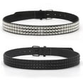 thumbnail image 2 of Ceinture en Cuir Cloutée avec Boucle à Ardillon Perles Carrées Rivets Ceintures pour Femmes Noir, 2 of 9