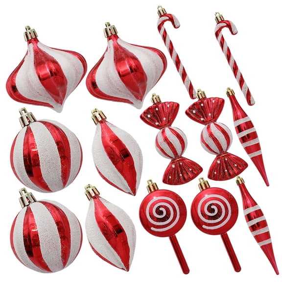 FOMIYES Candy Cane Hanging Decor Assorted Color Plastic Christmas Tree Ornament Rope Included 14Pcs