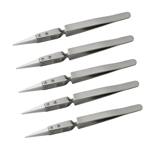 Pinzas para soldar electrónicas con punta de cerámica, 5 unidades, mandril de precisión antiestático resistente a ácidos inversos, como se muestra, como se muestra
