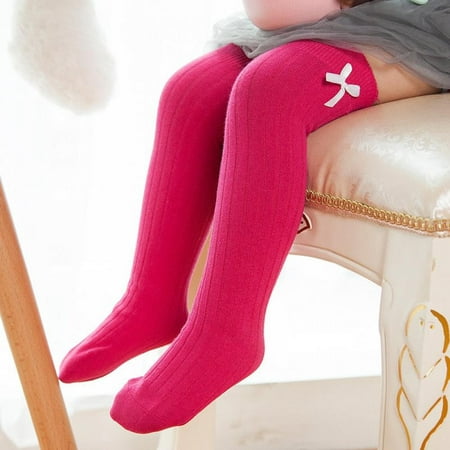 

Newborn Baby Knee High Socks Winter Warm Knee Calf Cute Bowknot Long Socks Girl Tights Stockings Cotton Solid Color Socks 0-3Y