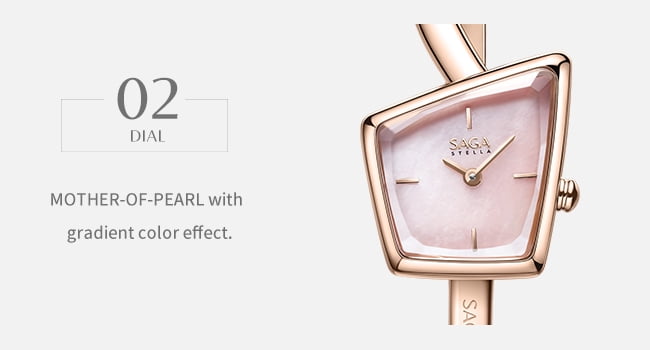 Watches for Women SAGA Illusion Ladies Crystal Bracelet Watch, Quartz, Pink Blue Dial, Crystal Bezel, Silver Tone, Gift for Women