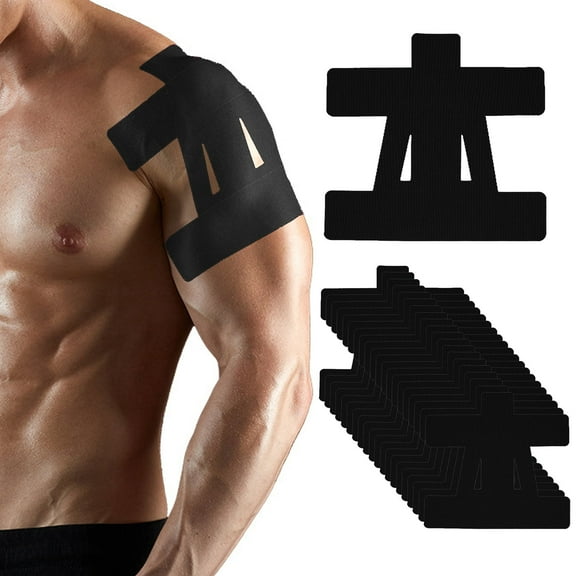 GIRACOA Precut Kinesiology Tape for Shoulder, 20 Pcs Shoulder Tape for Pain Relief for Shoulder Support and Muscle Baseball Sports (Black)