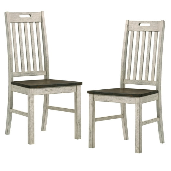 Furniture of America Gyle Wood Slatted Side Chair- Set of 2, White