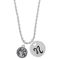 thumbnail image 1 of Delight Jewelry Silvertone Faith in Circle Silvertone Script Initial Disc - N - Charm Necklace, 20"+3", 1 of 4