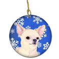 thumbnail image 1 of Chihuahua Winter Snowflakes Holiday Christmas Ceramic Ornament, 1 of 1