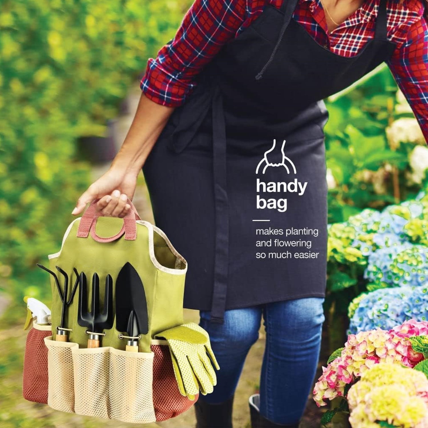 BN-LINK Gardening Tool Set, 9 Piece Heavy Duty Gardening Hand Tools with Durable Garden Tools Organizer Handbag, Rust-Proof Garden Tool Set, Ideal Gifts for Women and Men