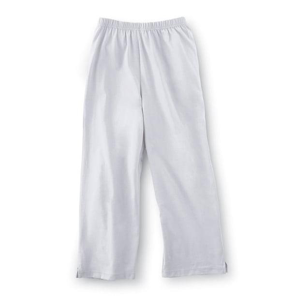 Pantalones capri cortos de punto de algodón para mujer con cintura elástica, color gris, talla grande