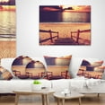 thumbnail image 3 of Designart Wood Boardwalk in Beach at Evening - Bridge Throw Pillow - 18x18, 3 of 4