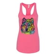 thumbnail image 3 of Colorful Majestic Neon Atric Wolf | Dean Russo Art Animal Lover Ladies Racerback Sleeveless Top, Hot Pink, S, 3 of 5