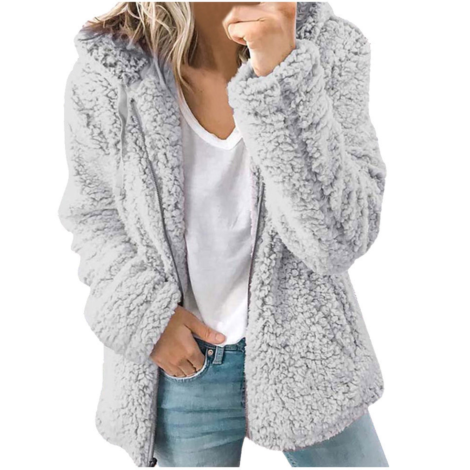 50% Off Clear! SHOPESSA Fashion Womens Warm Faux Coat Jacket