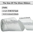 thumbnail image 2 of 2 Rolls 20 Yards 2.5 Inch Christmas Ribbon,Bexikou Metallic Glitter Ribbon with Wired Edge,Decorative Fabric Ribbons for Party Wrapping Home Decorations Wedding Birthday DIY Crafts (Silver), 2 of 6